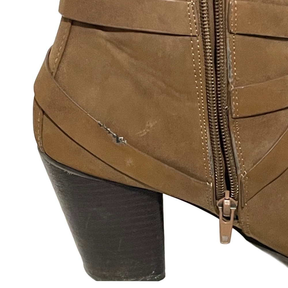 Dark Brown Casual High Heel Buckled Booties Ankle Boots Side Zipper Size 9 - Picture 8 of 15